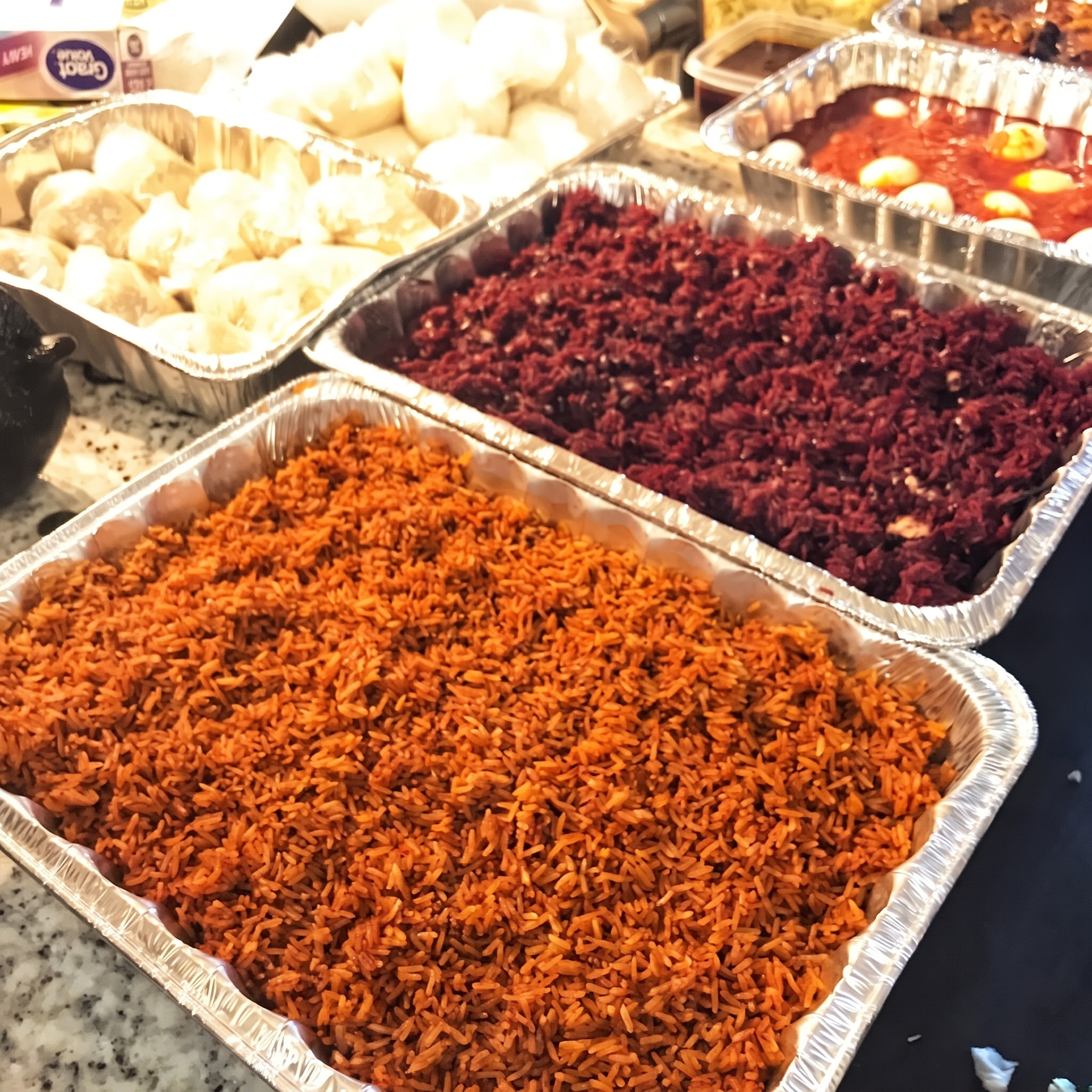 Jollof, Fufu, and Khebab Trays