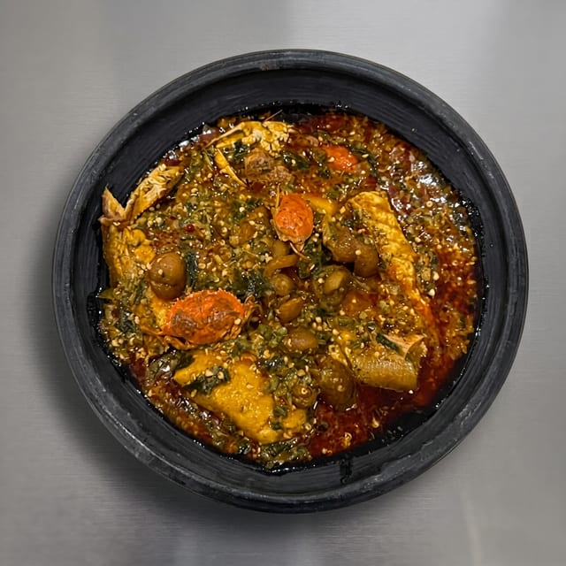 Banku and Okra Stew.